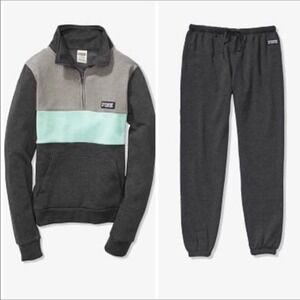 VS PINK Perfect Quarter Zip Pullover and Classic Pant Set Size L NWOT
